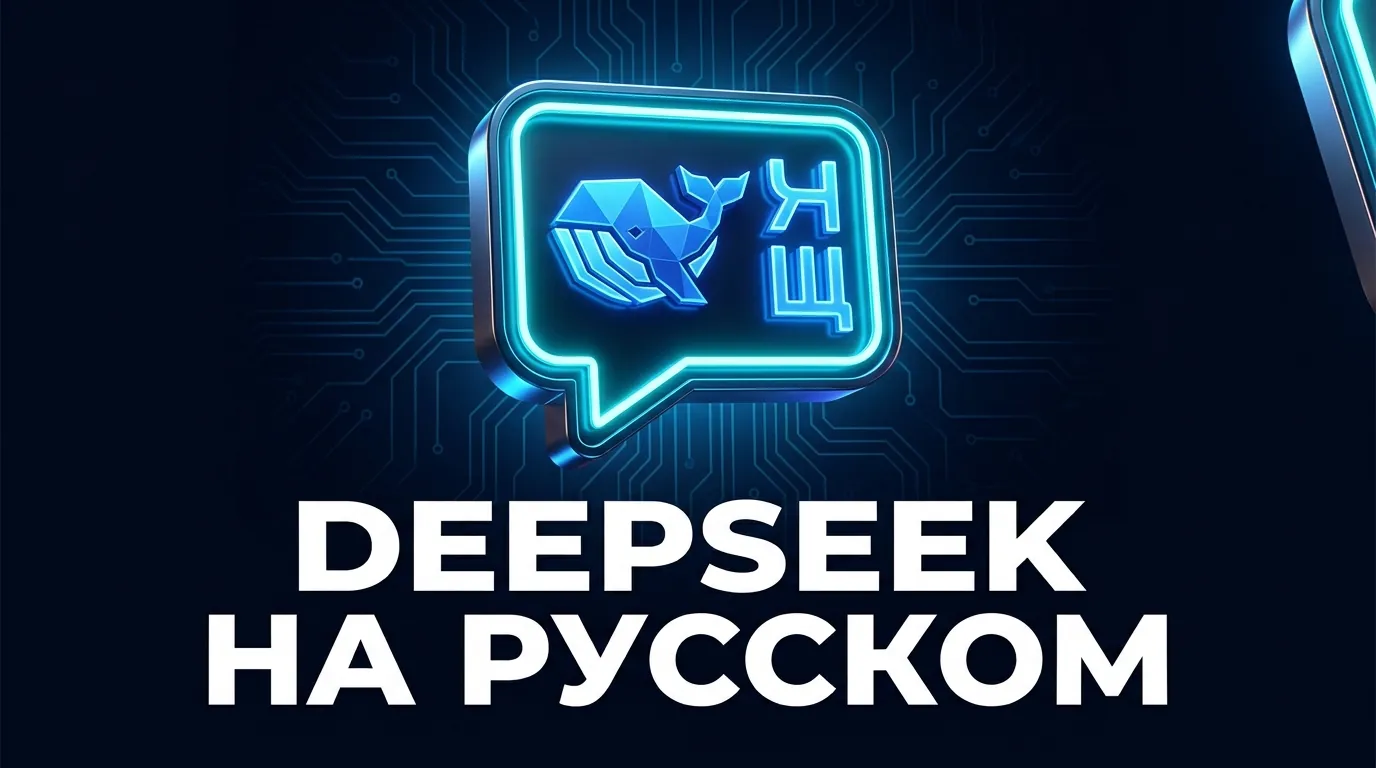 Окно чата DeepSeek с ответом на русском языке на экране ноутбука