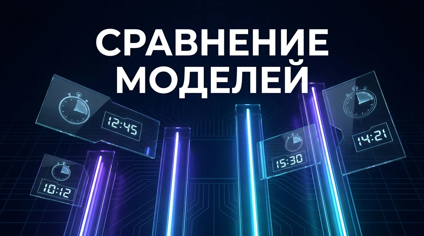 Светящиеся столбики разной высоты сравнивают скорость ответа нейросетей GPT-5.6, GPT-5 и Claude