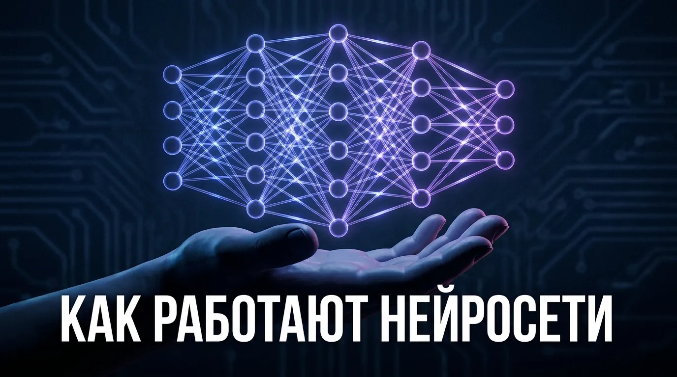 Схема нейросети, показывающая входной, скрытые и выходной слои, а также связи между нейронами, подписанные весами.