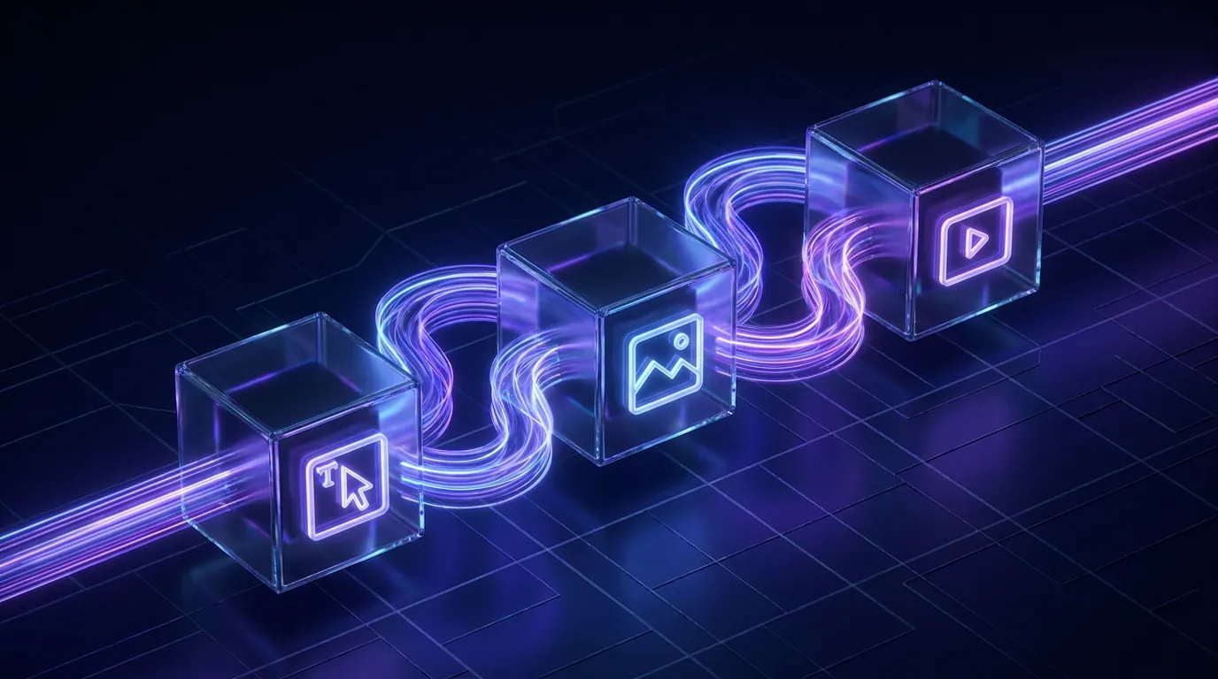 Конвейер моделей: текстовая модель, генератор картинок Gemini и видеомодель Veo