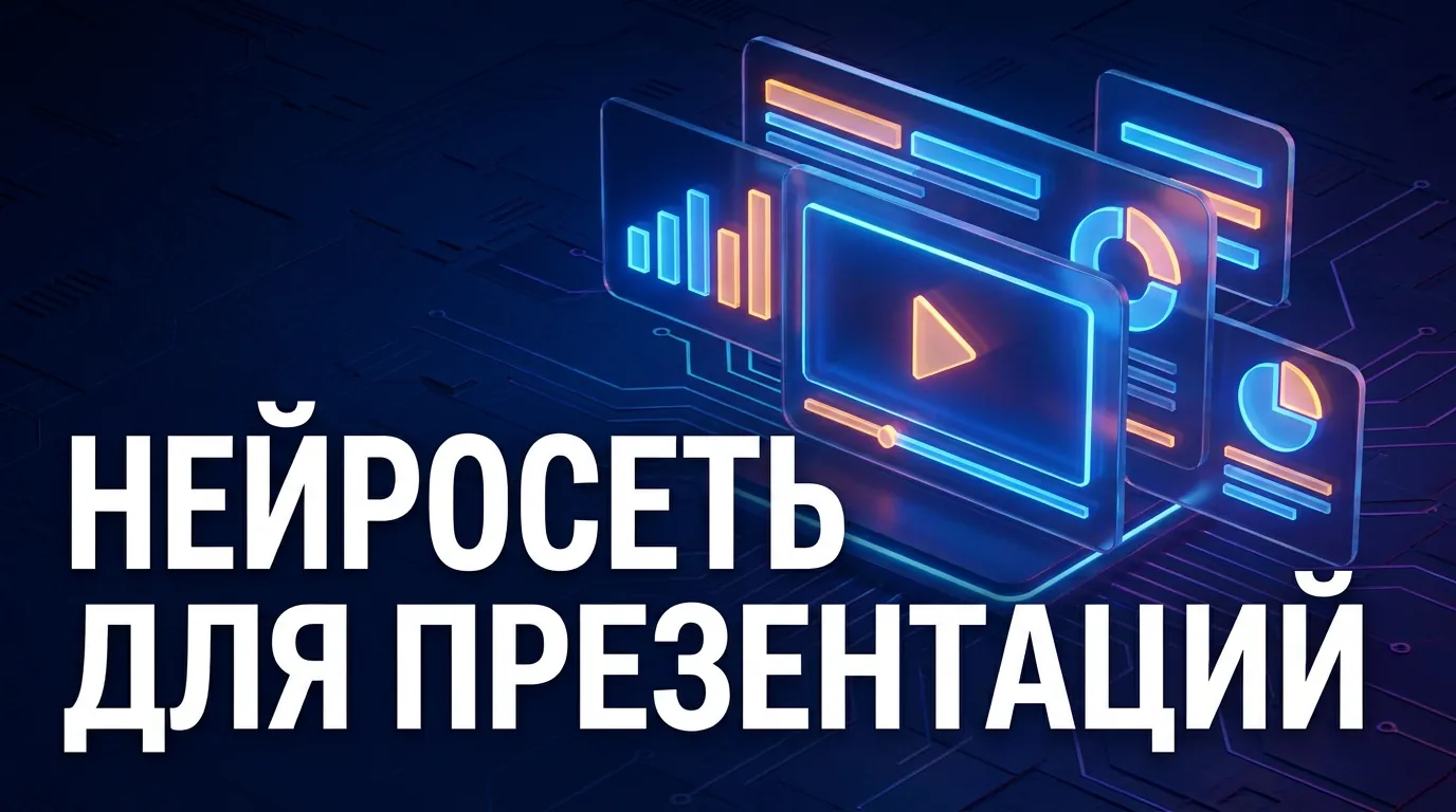 Нейросеть готовит презентацию: текст, структура слайдов и картинки на экране ноутбука