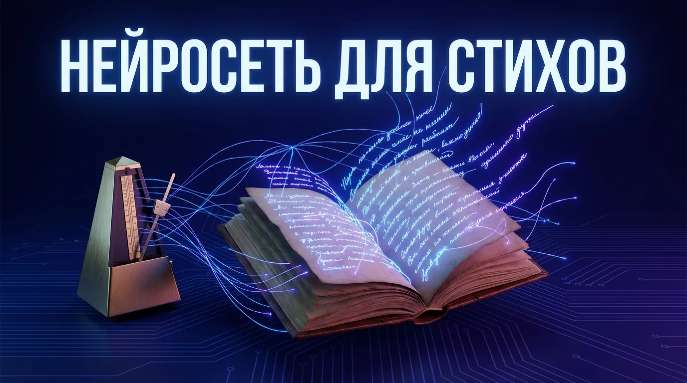 Изображение нейросети, пишущей стихи на русском языке, с использованием алгоритмов и данных.