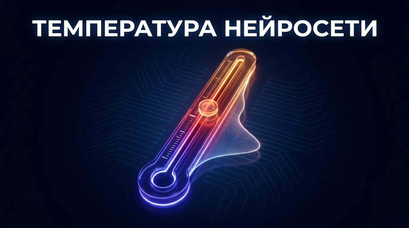 Четыре запроса и пять значений температуры: сетка результатов замера на тёмной панели, показывающая разнообразие ответов нейросети.